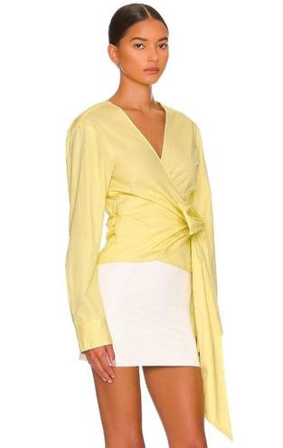 L'Academie L'Academia Ester Wrap Top in Cornsilk Large New Womens Blouse