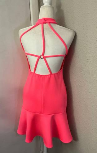 Love Culture Scuba Knit Neon Pink Flare Dress Size  M