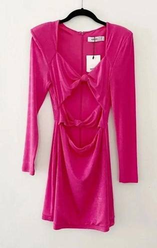 Misha Collection Gracie Cut Out Mini Dress in Bright Pink NWT Size 6 Retail $317