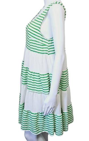 Entro  Green & White Striped Tiered Sleeveless Dress Size Medium