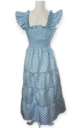 Hill House Home Ellie Nap Dress Size XXL Metallic Blue Snowflake Brocade