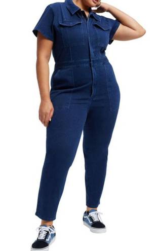 Good American  Fit For Success Jumpsuit Denim Indigo 377 Size 6 Boilersuit