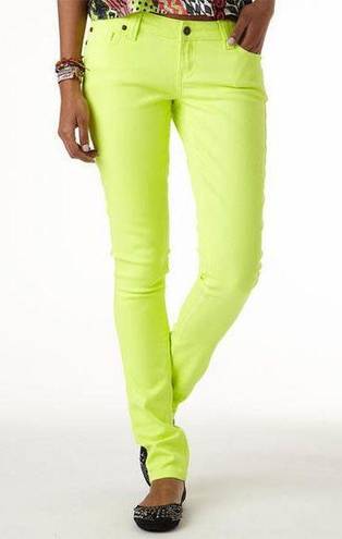 City Streets Electric Lime Green Color Jeans w/ Belt