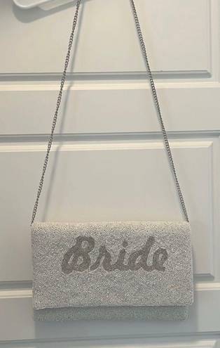 Beaded “Bride” Clutch White