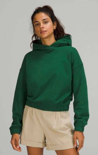Lululemon Women’s 8  Relaxed Cropped Hoodie Everglade Green Cotton Terry