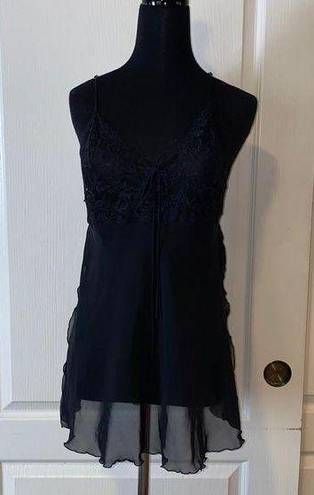 Frederick's of Hollywood VTG  BLACK SHEER LINGERIE CHEMISE SLIP DRESS