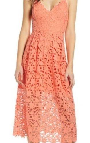 ASTR  the Label • Midi Dress • Lace • Coral • Medium