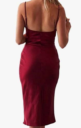 NWT S Wine Red Sleeveless Satin Cowl Neck Dress