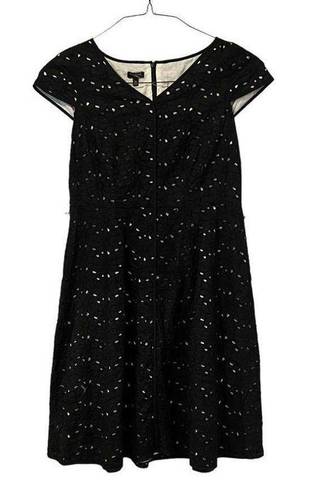 Talbots  Women's Size 12P Black Eyelet Dress