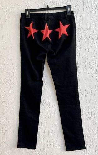 Givenchy  Paris Low Waist Black Denim Red Star Skinny Jeans Women's 38 / US 4