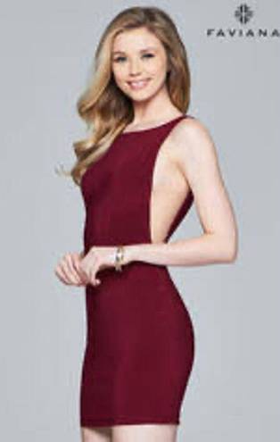Faviana  NWT Illusion Low Back Mini  Dress size 6, wine, Cocktail, Party, formal