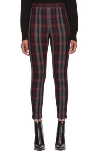 Alexander Wang T by  Grey and Red Plaid Fitted Zip Leggings Pants Size 2