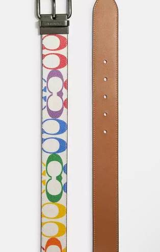 Coach NWT  Roller Buckle Cut To Size Reversible Belt In Rainbow Signature Canvas