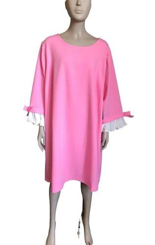 CeCe NWT  Pink and White Long Sleeve Aline Dress