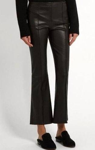 The Row  Sz 6 Leather Beca Seamed Kick Flare Pants - Black