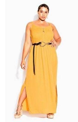 City Chic Riviera Golden Yellow Sleeveless Maxi Dress