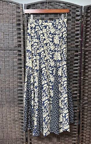 Polo  Ralph Lauren Womens Maxi Skirt Size 2 Blue and White Floral Panelled