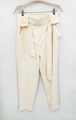Veronica Beard  Setti Cream Ecru Paperbag Tie Waist Trouser Pants Size 10