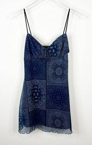 Urban Outfitters  Elodie Mesh Bandana Print Mini Dress S Blue