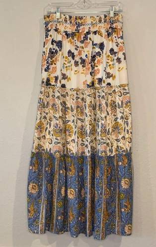 Flint & Moss maxi skirt smocked pull on waist floral mixed print L