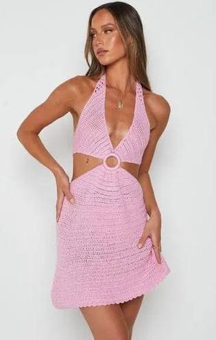 Beginning Boutique NWT  Pink Crochet Mini Dress. Size 2