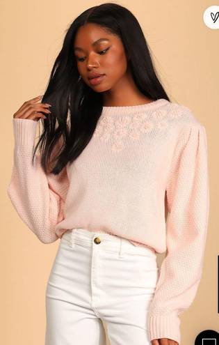 Petal Lulu’s  Warmed Up Blush Flower Stitch Sweater