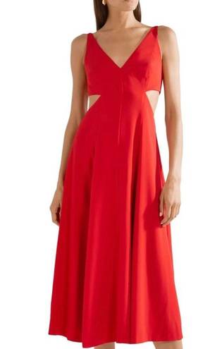 Jason Wu GREY  tomato red Cutout crepe de chine midi dress