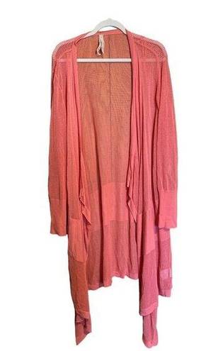 Melissa  Mccarthy Seven7 Plus Size 3X Coral Woven Knit Open Cardigan Duster