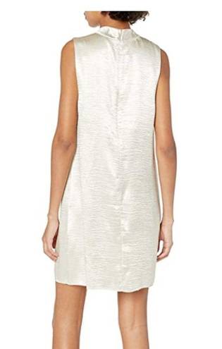 Kensie  Crinkled Satin Gigi Neckline Dress Beige