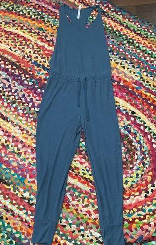 Free People Movement  Dusty Blue Open Sides T-Back Jogger Jumpsuit - S