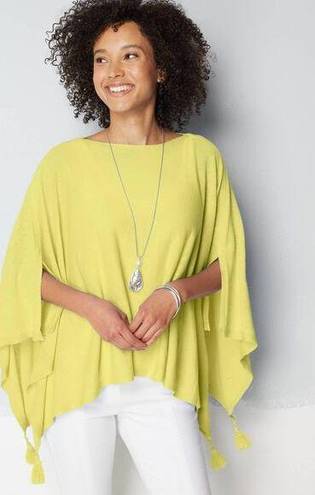 J.Jill NWT  Linen Blend Tasseled Poncho in Citron Size XL-3X