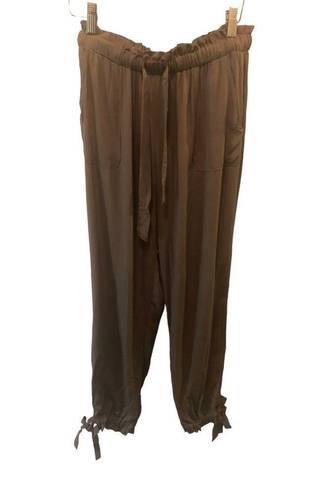 Lulus Lulu’s Sebastian Olive Green Pants Sz.M Pull On Paper Bag Waist Tied Ankle