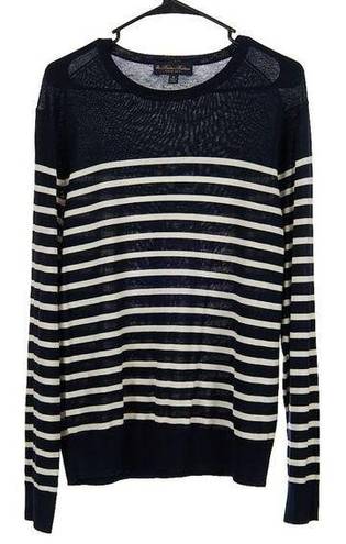 Brooks Brothers  Silk Blend Navy Striped Lightweight Sweater Women's Medium