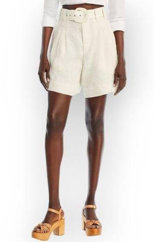 Farm Rio  Tailored Linen High Rise Shorts cream/ivory Size Large