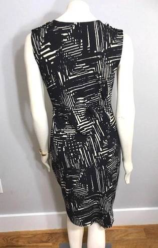 Tiana B Black & Cream Wrap Dress  w/ Studs NWOT