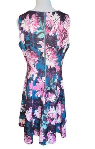 Gabby Skye  SLEEVELESS BLUE PINK FLORAL SHEATH FIT FLARE DRESS WOMEN SIZE 12