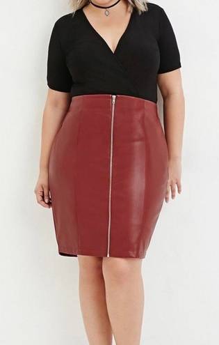 Forever 21 Plus Burgundy Leather Skirt 0X New