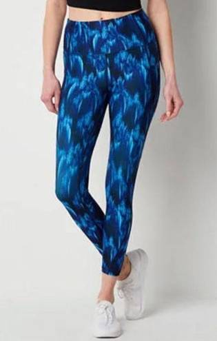 Xersion  Quik Dry Leggings Size 2XL Stet h No chafe seams NEW Blue Phonenix print