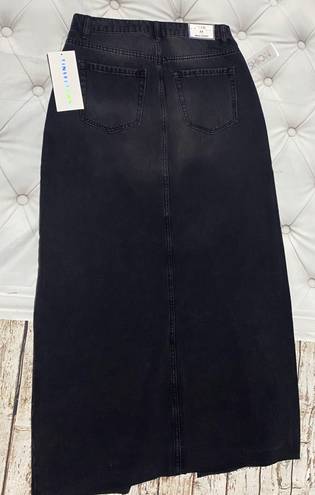 Tinseltown NWT  Hi Rise Maxi Black Skirt Denim Jean skirt front opening Junior M