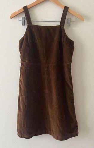 American Eagle Brown Corduroy Overalls Babydoll Mini Dress Size XS