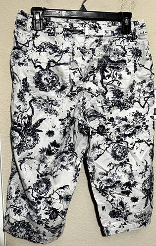 Krass&co Khakis &  Women's Convertible Capri Pants chinos sz 8 blue white floral