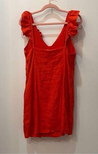 Karlie orange red  boutique dress button ruffle button front size Large