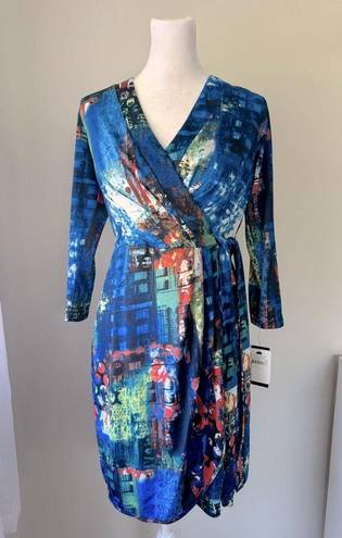 Oleg Cassini NWT  Abstract Print Wrap Dress