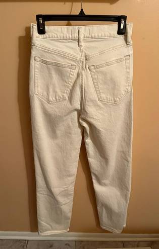 Abercrombie & Fitch 90s Straight Ultra High Rise Criss Cross Waist White Jeans