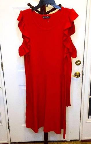 INC Nwot  BRICK RED COLD SHOULDER SWEATER DRESS, MEASUREMENTS PROVIDED