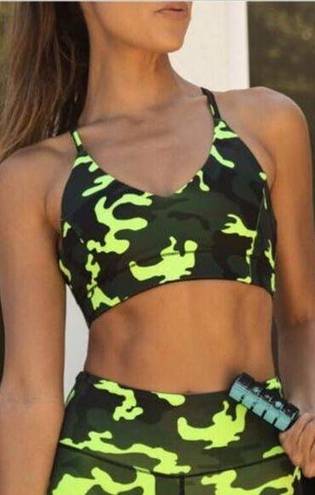 Free People  Bra Small Sports Brami Tide Is High Neon Camo Racerback FP Movement