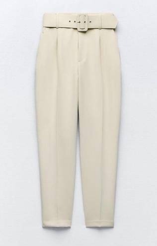ZARA ecru high waisted belted fabric pants blogger favorite