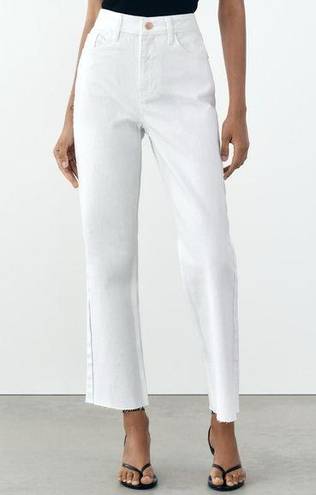 ZARA White High Rise Straight Leg Jeans