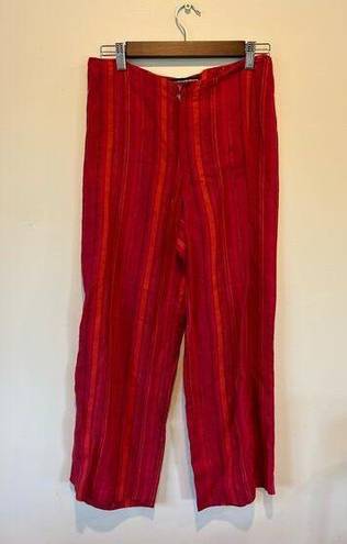 Krass&co  Ellen Tracy womens red striped linen pants size 4