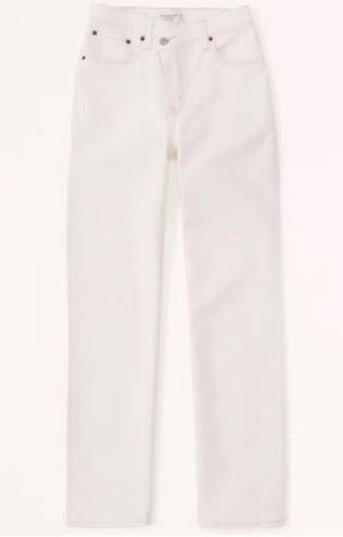 Abercrombie & Fitch 90s Straight Ultra High Rise Criss Cross Waist White Jeans